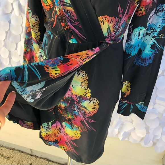 Vintage Yumi Kim 100% Silk Black floral print Mini dress, Small Party Cocktail - Picture 11 of 12